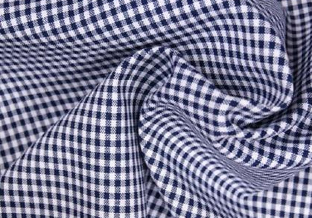 Boerenbont Ruitjes Stof marine-blauw wit ruit 2mm