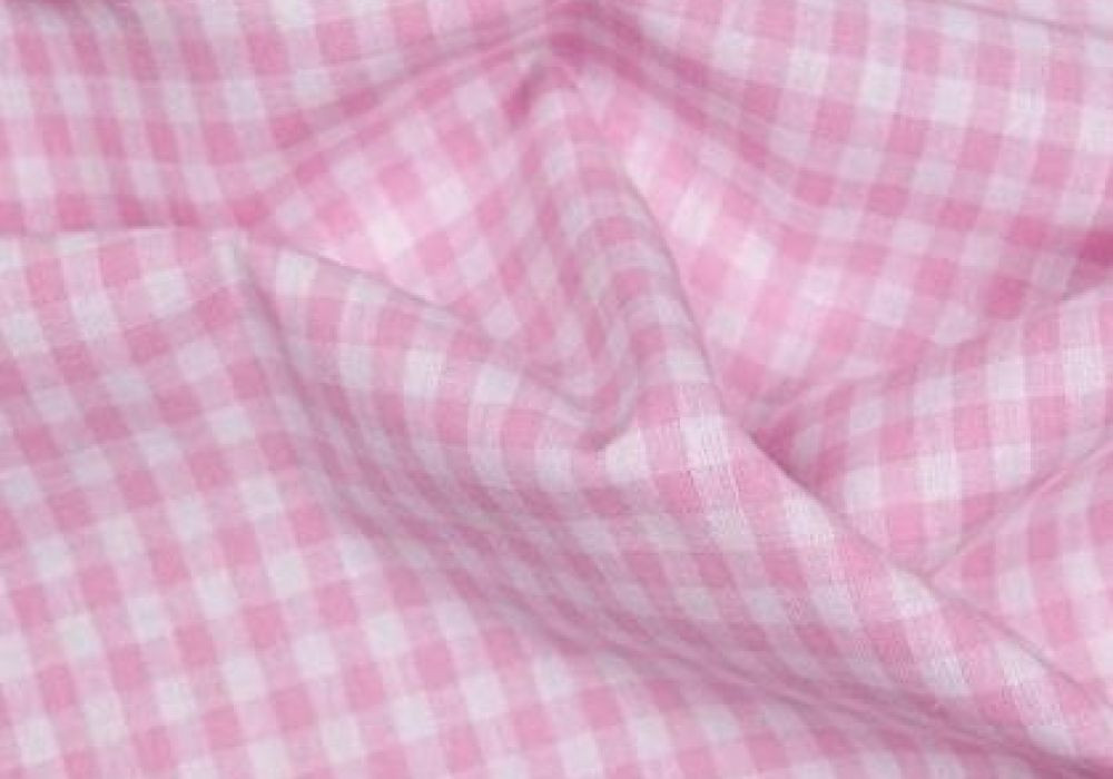 Boerenbont Stof Ruitje Roze Wit 5mm