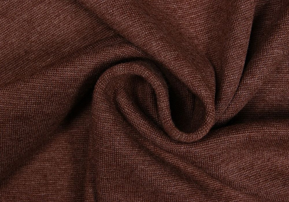 Boordstof tricot melee bruin smal