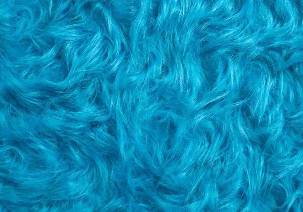 Pluche Stof Langharig Aqua Blauw