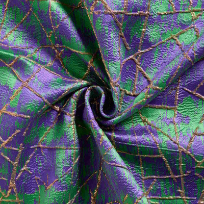 Jacquard Stof Modern Paars Groen Goud