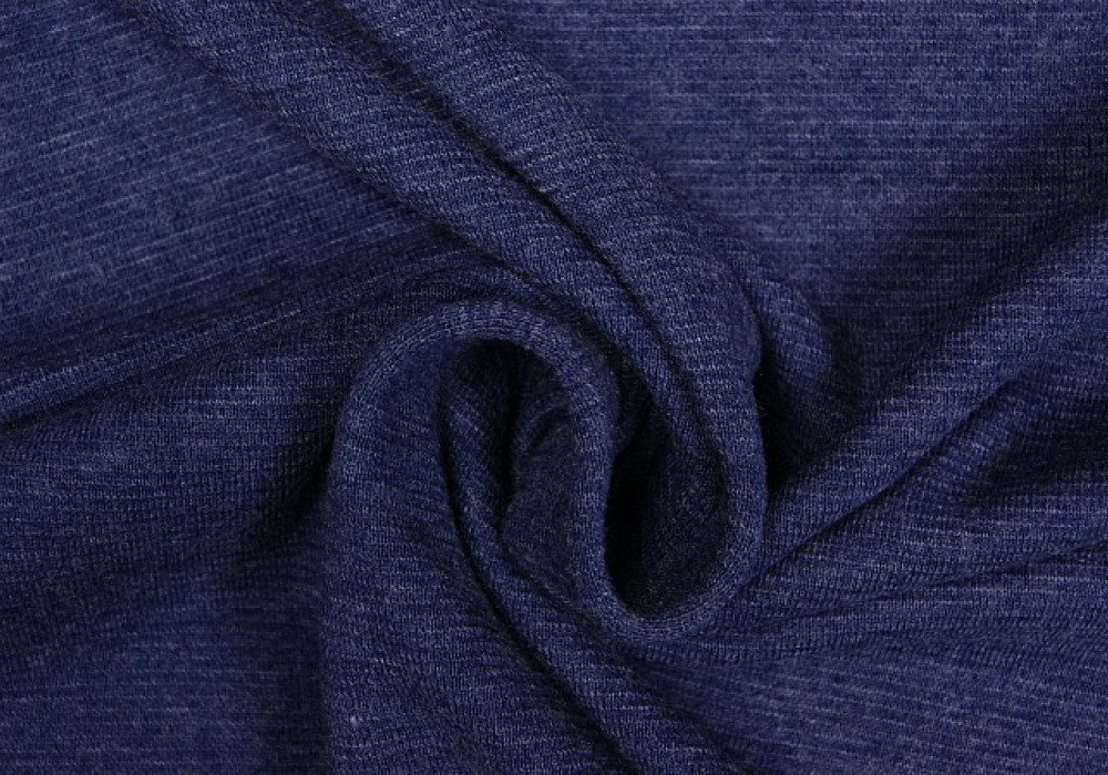 Boordstof tricot melee denim smal