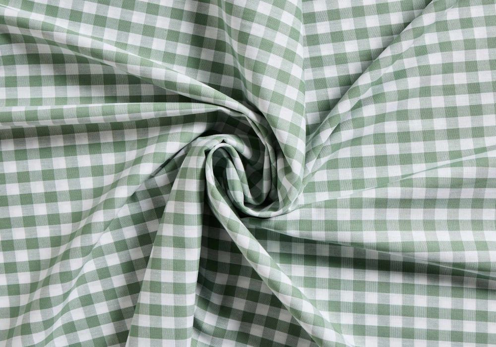 Boerenbont Ruitjes Stof Wit Oudgroen 10 mm