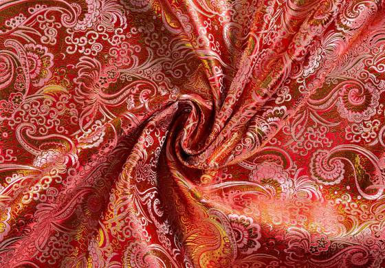 Jacquard stof Rood Goud (brokaat stof)