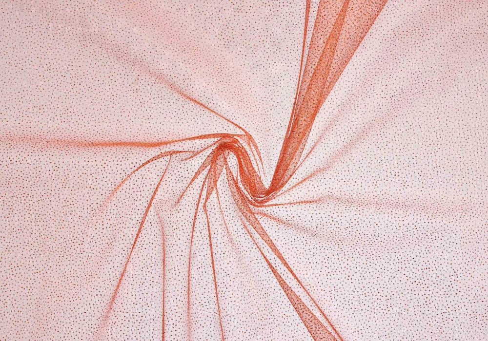 Oranje tule met glitter
