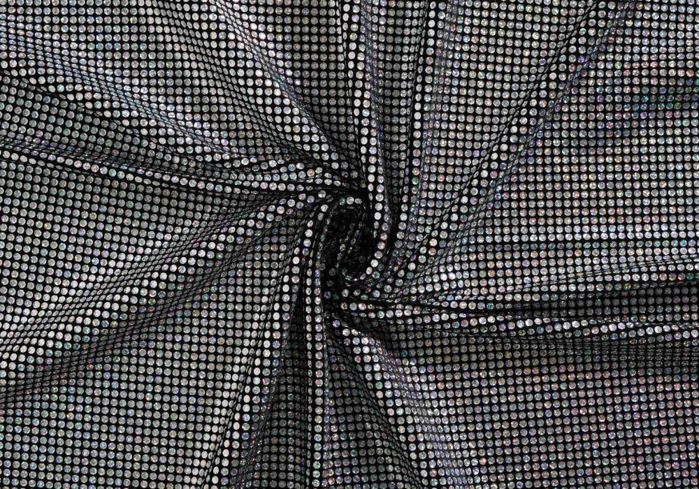 Zilveren Glitter Stof Velvet met Strass