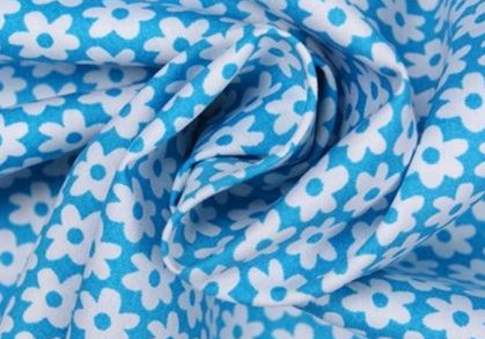 Boerenbont aqua bloemen