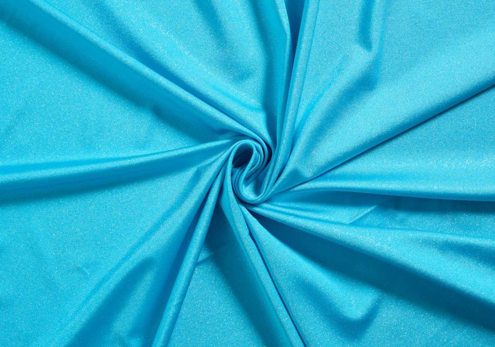 Lycra Glitter Stof Stretch Aqau Blauw