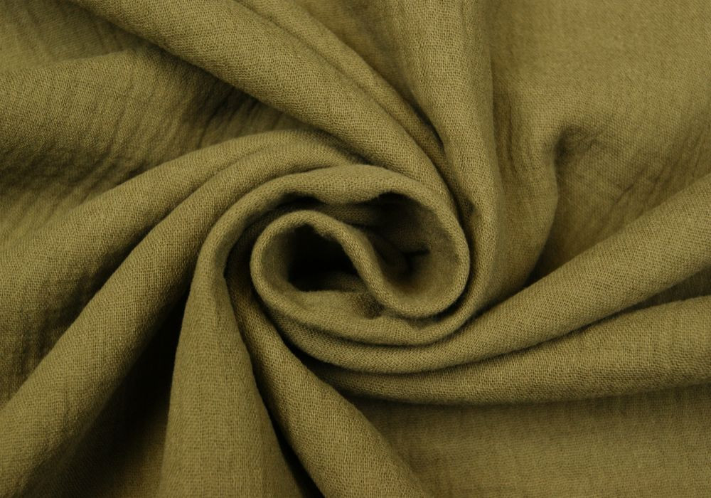Mousseline / Hydrofiel stof legergroen