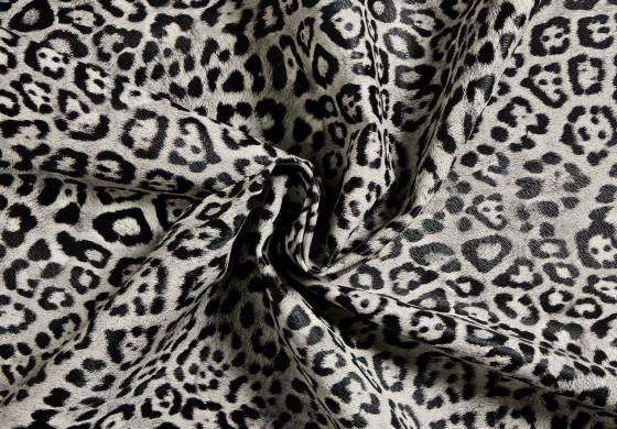 Kunstleer Panter Print Lichtgrijs