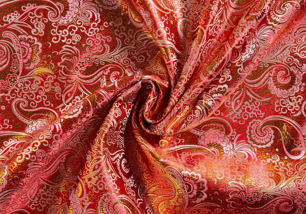 Jacquard stof Rood Goud (brokaat stof)