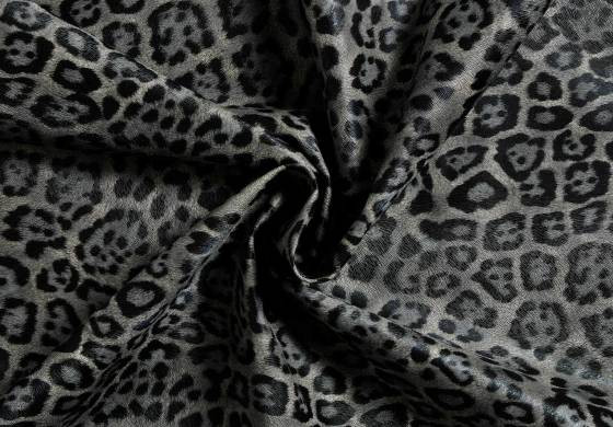 Kunstleer Panterprint Donker Grijs