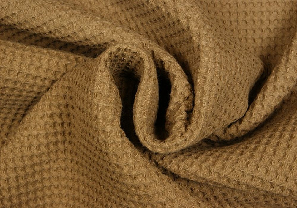 Wafeldoek taupe 100% katoen dubbeldraads
