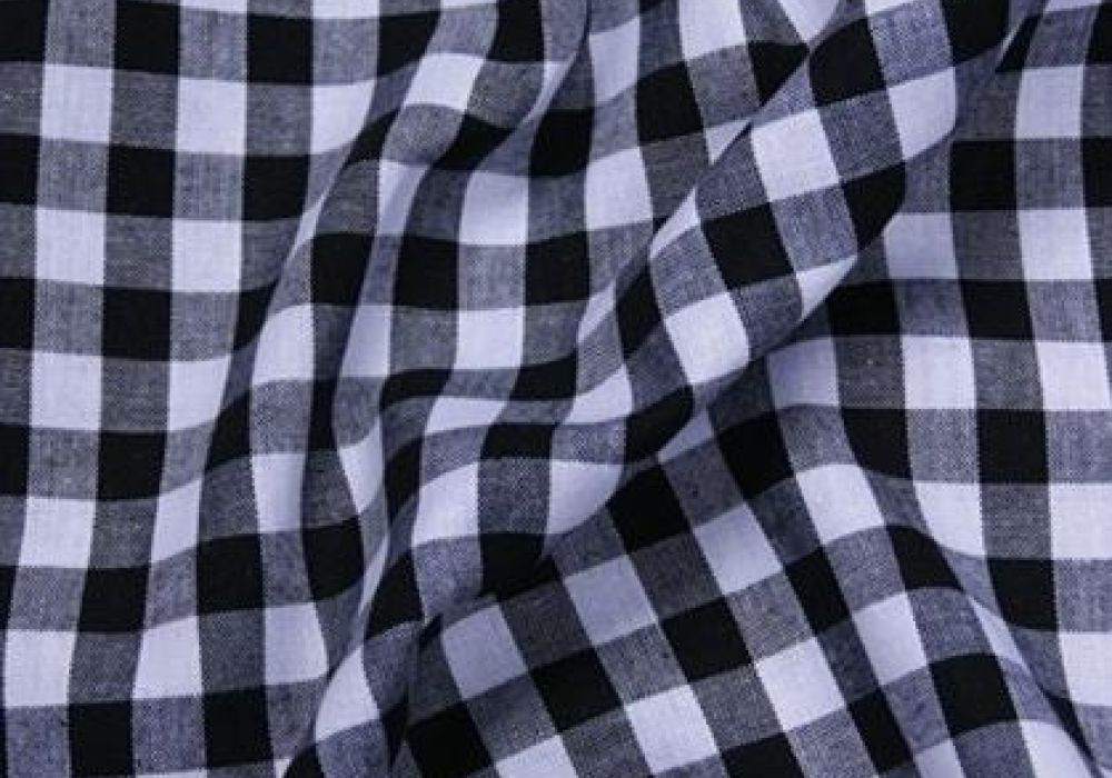 Ruitjes stof zwart wit Boerenbont 10mm