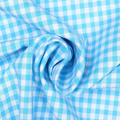 Boerenbont Ruitjes Aqua Blauw Wit 5mm