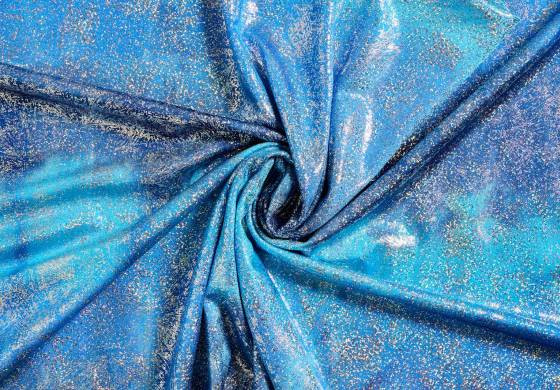 Glitter stof tie-dye glitters blauw
