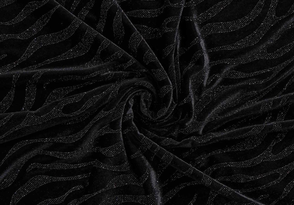 zwarte stof velvlet stretch lycra glitter