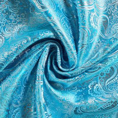 Jacquard Stof Paisley Aqua Blauw