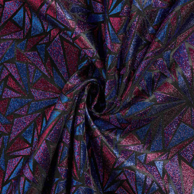 Jacquard Stof Driehoek Paars Blauw