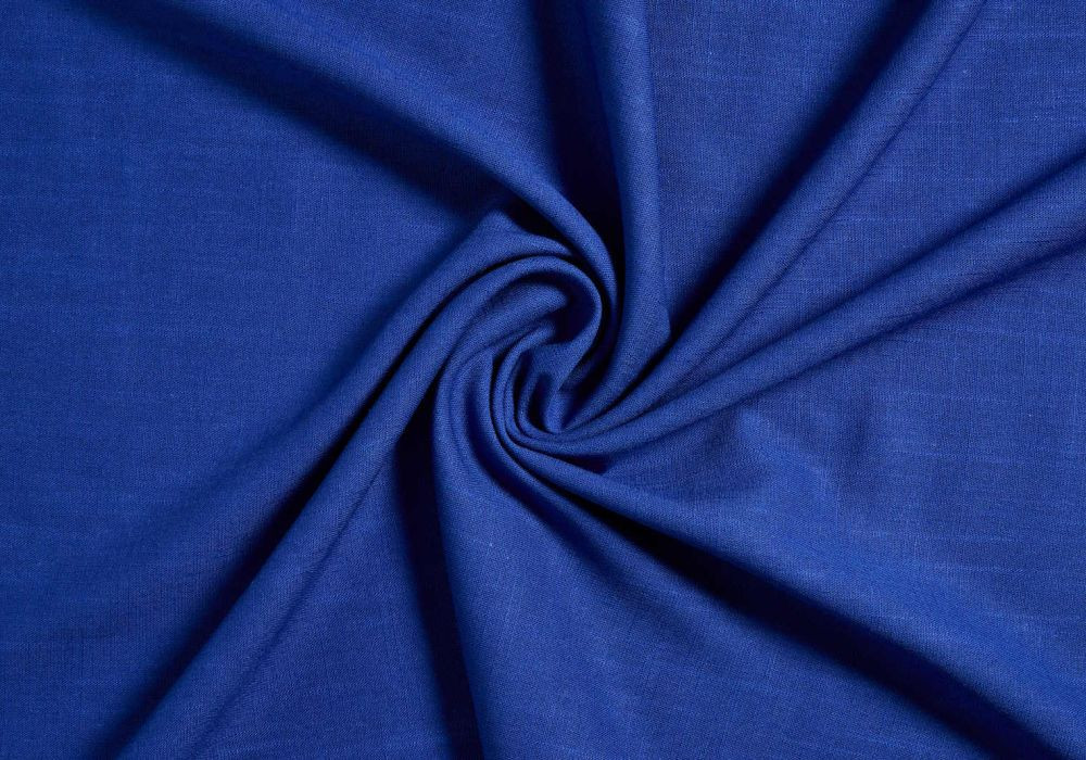 linnen viscose stof kobaltblauw