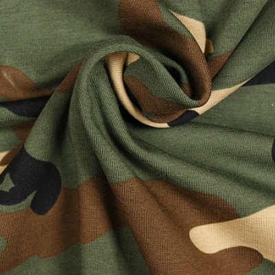 Camouflageprint Tricot Katoen Groen