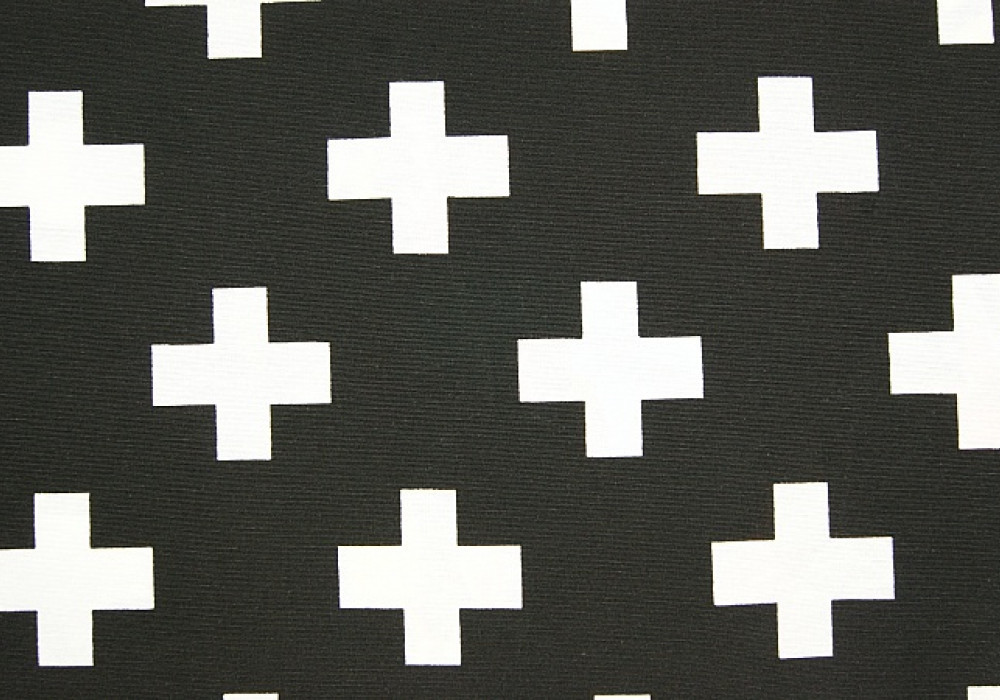 Decoratiestof zwart/wit kruis