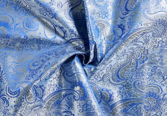 Jacquard stof blauw - Brokaat paisley