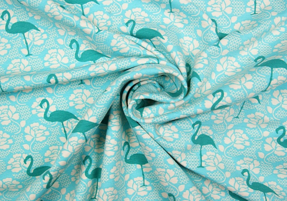 Fantasieprint tricot "Megan Blue Fabrics" flamingo