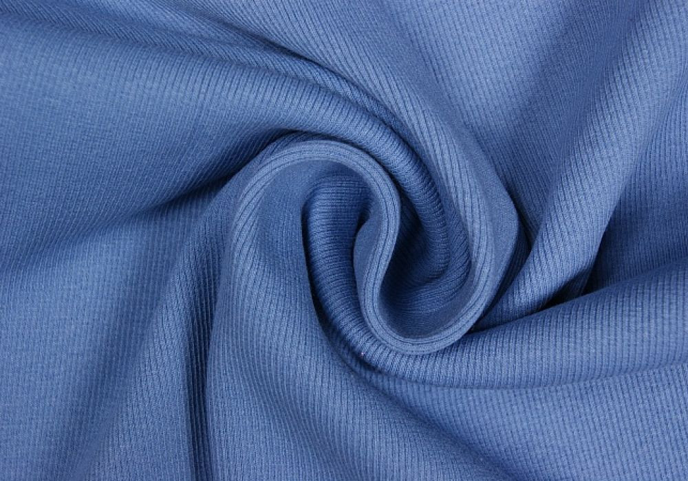Boordstof tricot rib denim smal