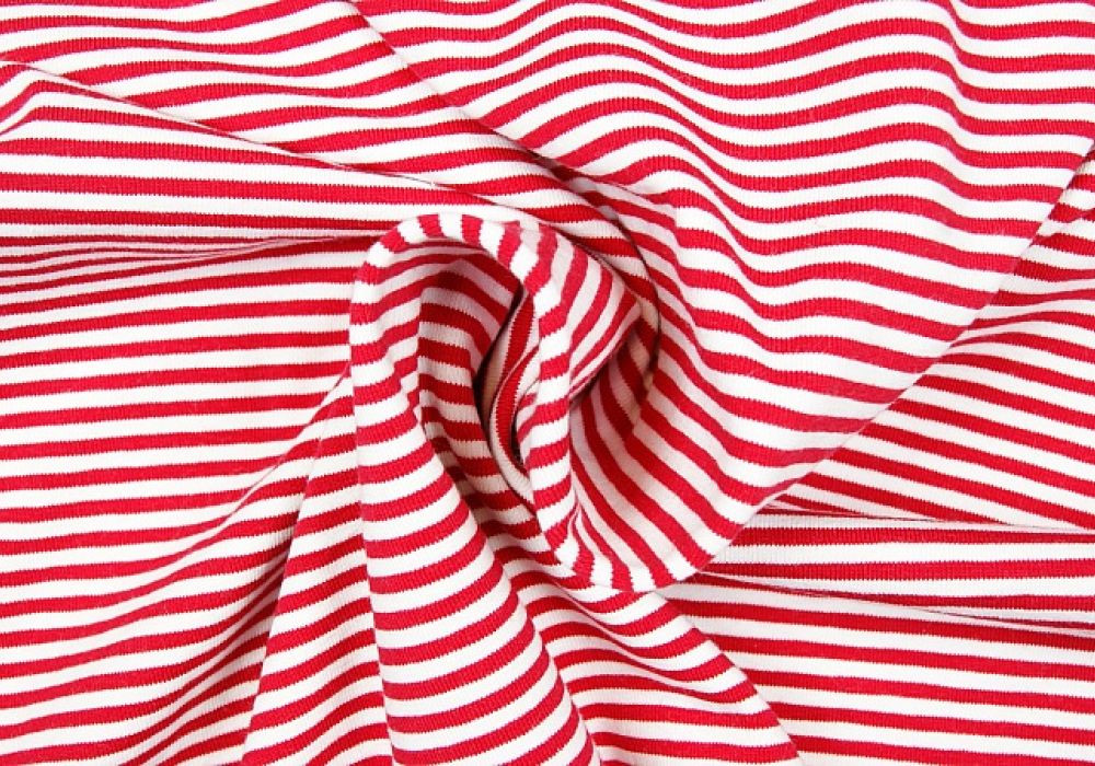 Strepen tricot rood/wit 2mm