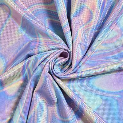 Metallic Glansstof Lycra 4-Way Stretch Holografisch - Pastel
