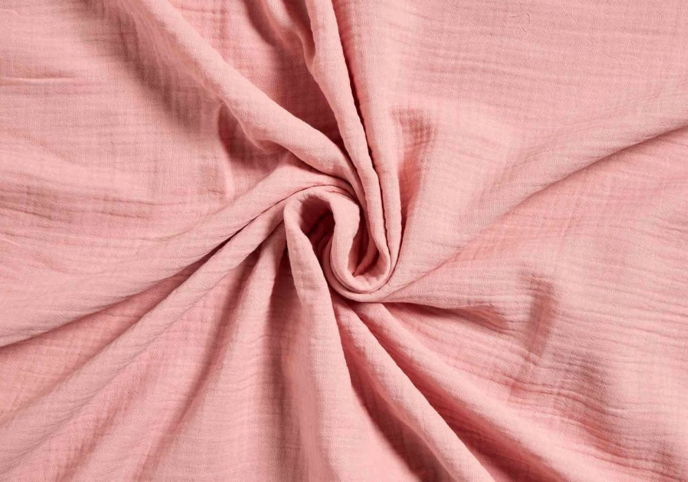 mousseline stof extra breed zalm roze