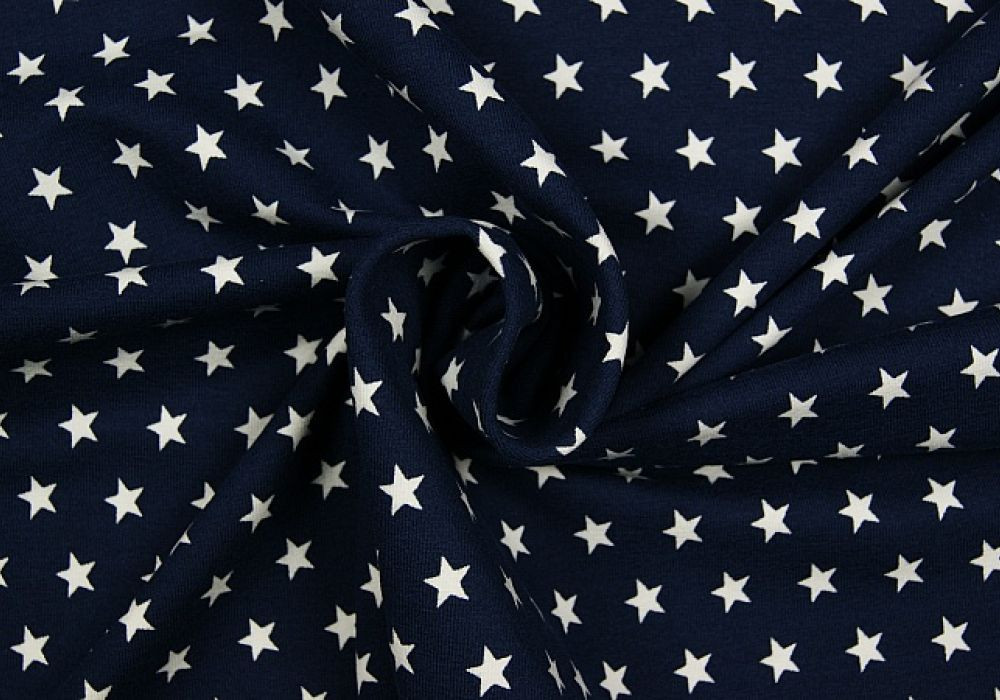 Sterren tricot marine-blauw