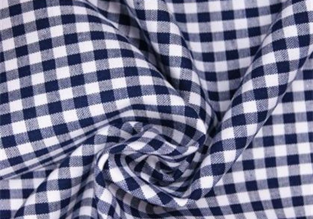 Boerenbont Ruitjes Stof Marineblauw Wit 5mm