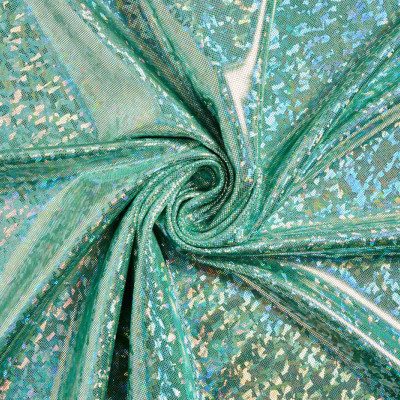 Glitterstof Lycra 4-way Stretch Hologram Groen