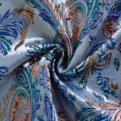 Jacquard Stof Multicolour Paisley Blauw