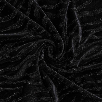 Velvet Lycra - Golvend Glitter Zwart