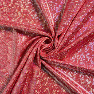 Glitterstof Lycra 4-way Stretch Hologram Rood
