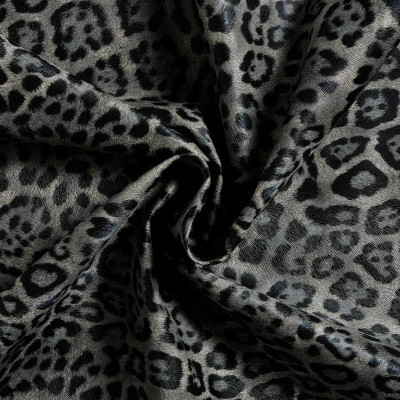 Kunstleer Panterprint Donkergrijs