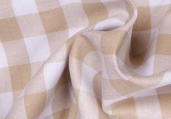 Boerenbont Ruitjes stof beige wit 20mm