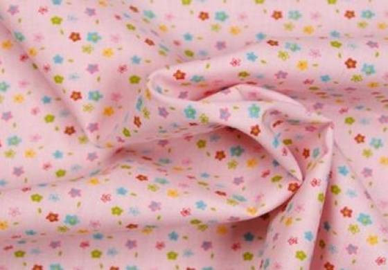 Katoen bedrukt bloemen roze