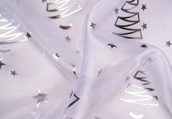 Kerststof organza zilver