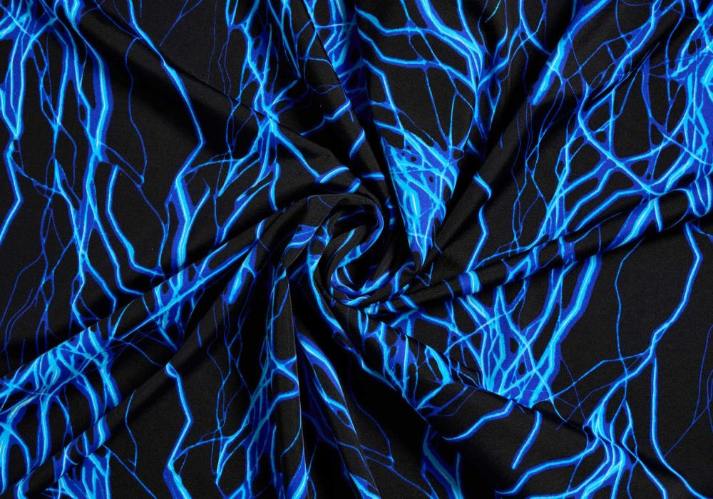 stretch stof lycra 4-way blauw bliksem