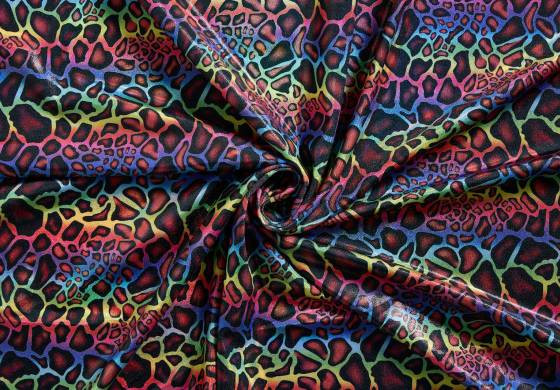 Lycra Stretch Stof Panter Regenboog