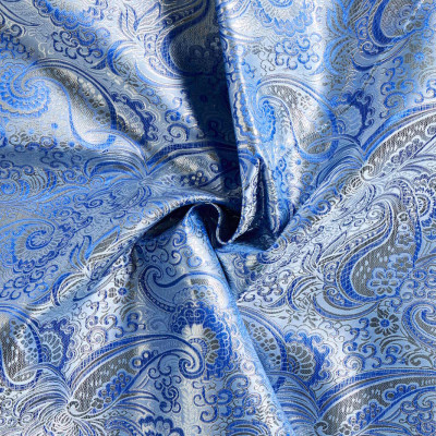 Jacquard Stof Paisley Kobaltblauw
