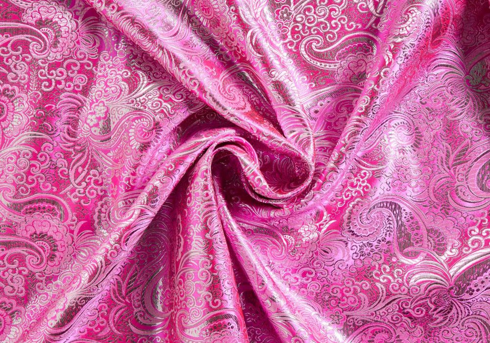 jacquard stof roze paisley
