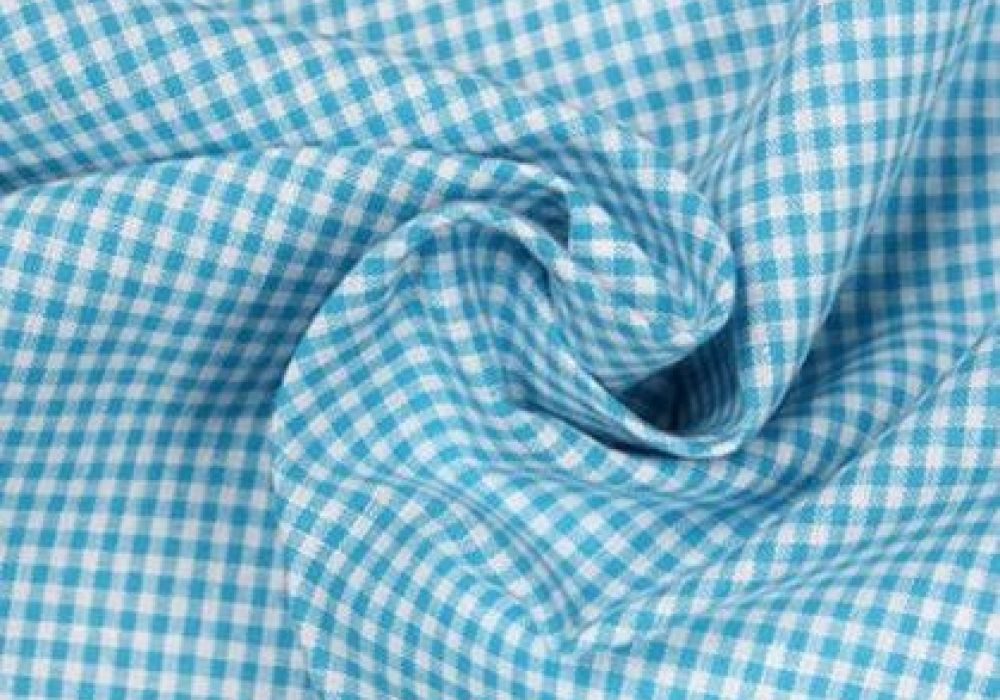 Boerenbont Ruitjes Stof Aquablauw Wit ruit 2mm