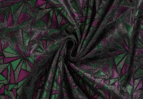 glitterstof driehoek paars groen zwart jacquard