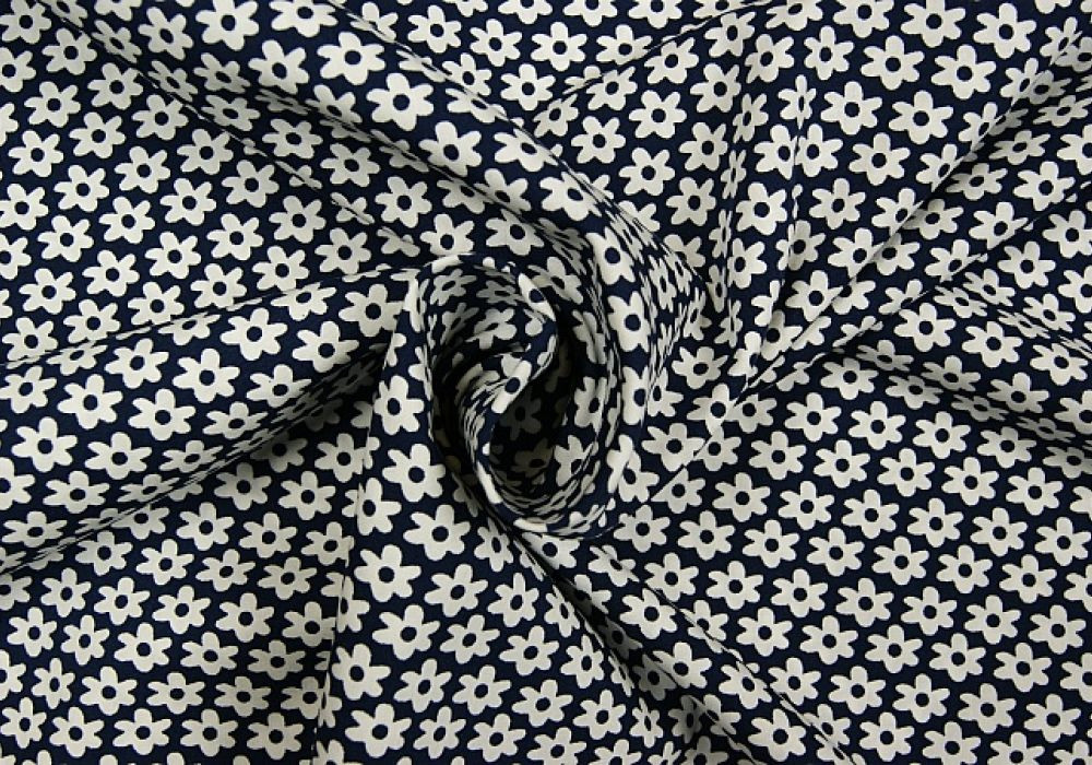 Boerenbont marine-blauw  bloemen