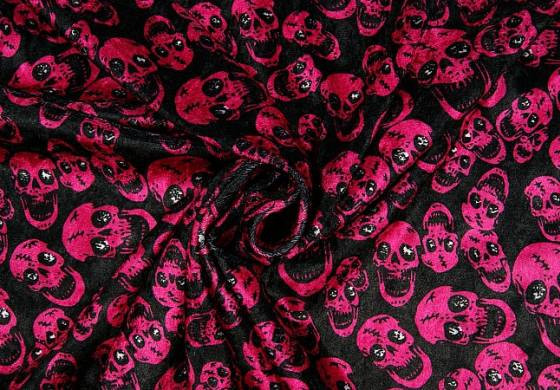 Velours de Panne doodskop fuchsia